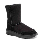 Black winter boot on a white background