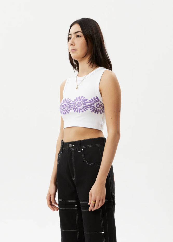 Afends Daisy Cropped Singlet White
