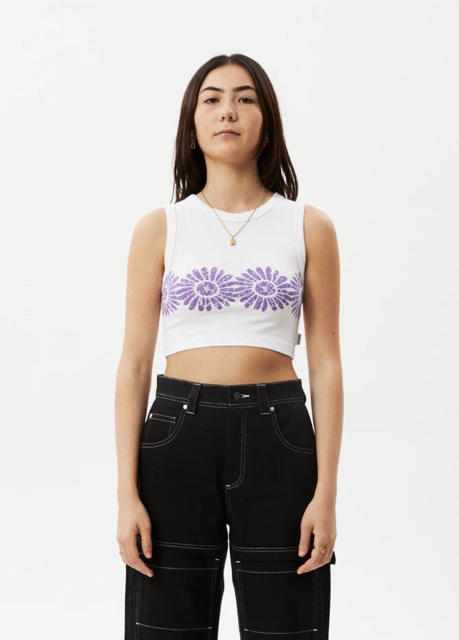 Afends Daisy Cropped Singlet White