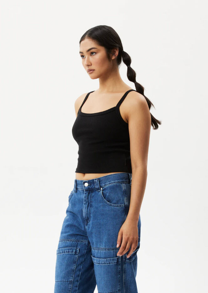 Afends Taylor Hemp Ribbed Singlet Black