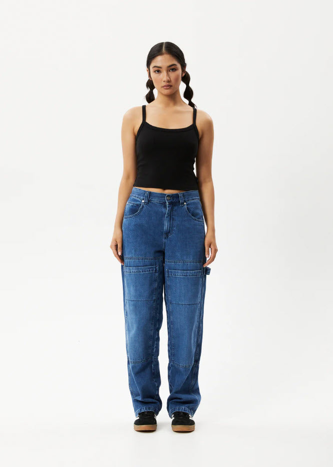 Afends Taylor Hemp Ribbed Singlet Black