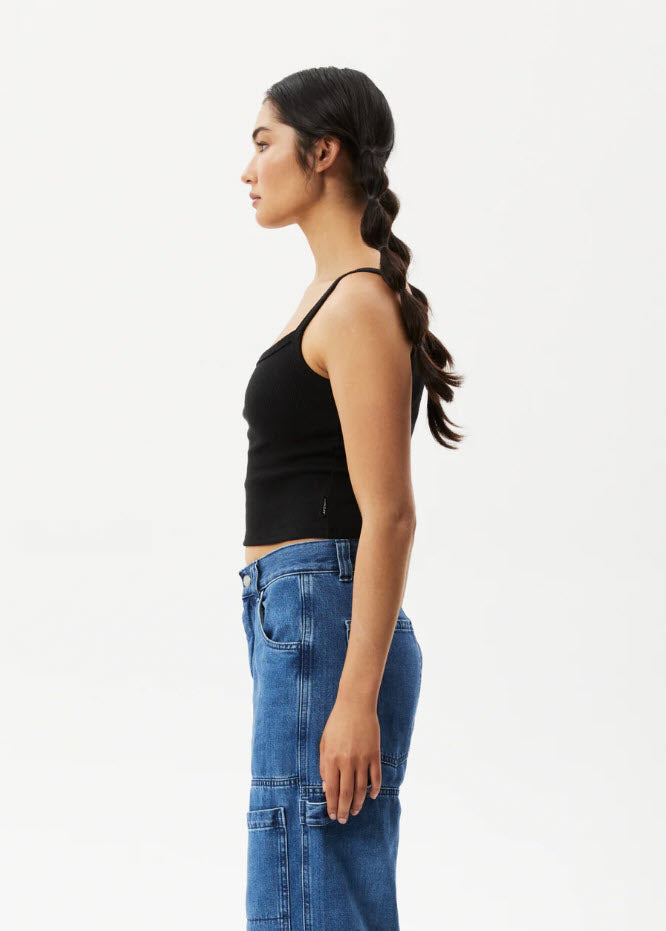 Afends Taylor Hemp Ribbed Singlet Black