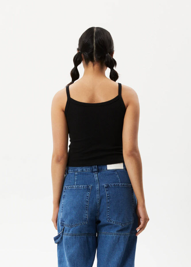 Afends Taylor Hemp Ribbed Singlet Black