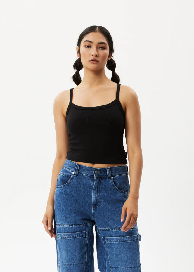 Afends Taylor Hemp Ribbed Singlet Black