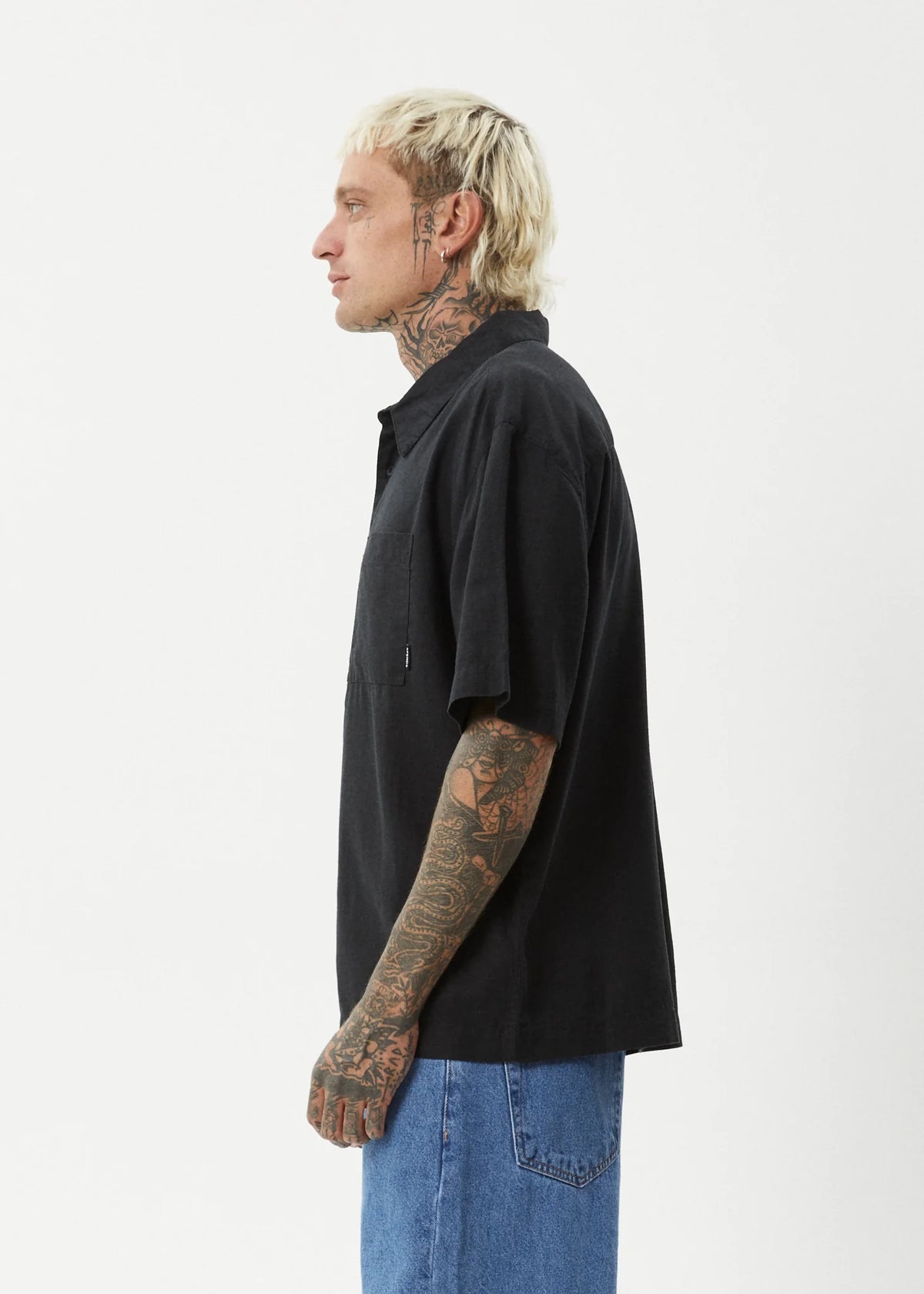 Afends Everyday Hemp Short Sleeve Shirt - Black