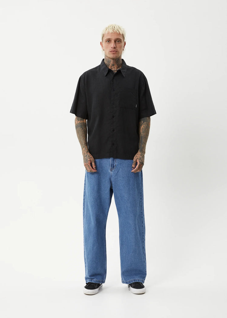Afends Everyday Hemp Short Sleeve Shirt - Black