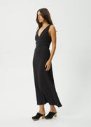 Afends Hemp Focus Seersucker Maxi Dress Black
