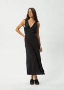 Afends Hemp Focus Seersucker Maxi Dress Black