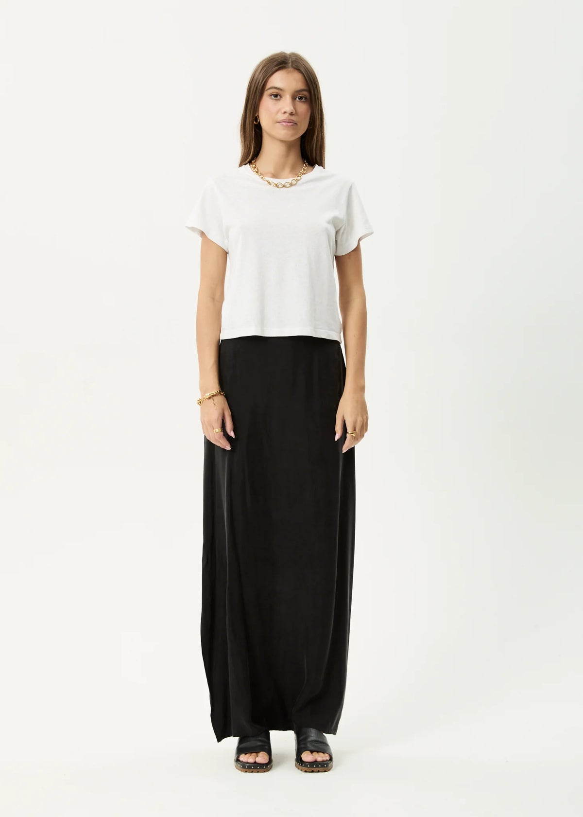 Afends Grace Cupro Maxi Skirt Black