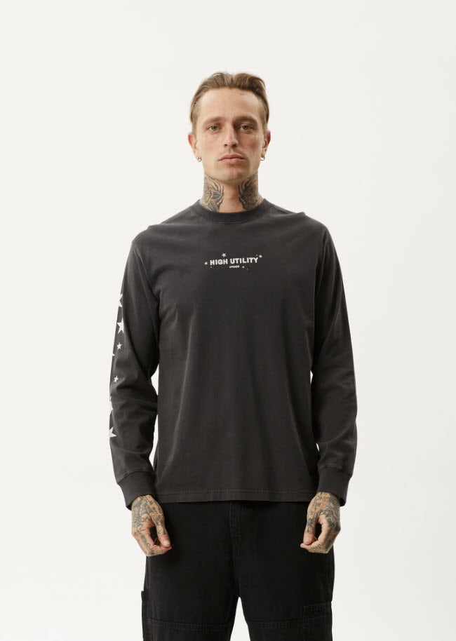 Afends High Utility Long Sleeve Tee Stone Black