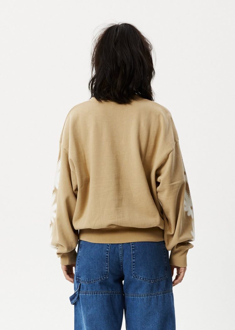 Afends Pullover Oversize Petal Crew Neck Tan