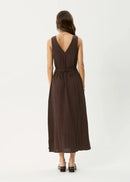 Afends Hemp Focus Seersucker Maxi Dress Coffee