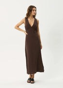 Afends Hemp Focus Seersucker Maxi Dress Coffee