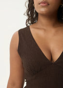 Afends Hemp Focus Seersucker Maxi Dress Coffee