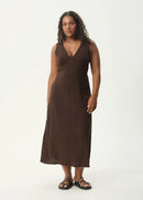 Afends Hemp Focus Seersucker Maxi Dress Coffee