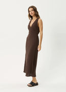 Afends Hemp Focus Seersucker Maxi Dress Coffee