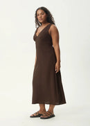 Afends Hemp Focus Seersucker Maxi Dress Coffee