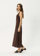 Afends Hemp Focus Seersucker Maxi Dress Coffee