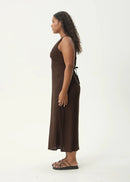 Afends Hemp Focus Seersucker Maxi Dress Coffee