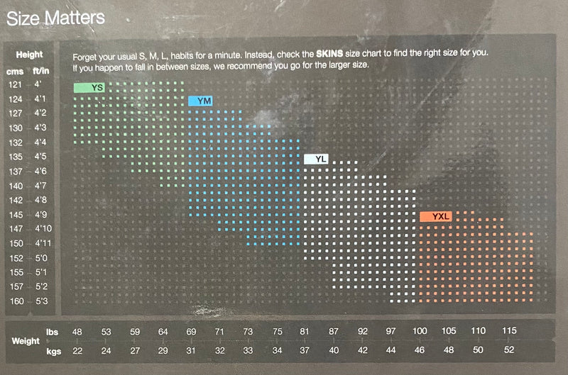 Skins Active A400 YOUTH Long Sleeve Top with Yellow Stitching Compression