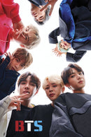 Collage of BTS members with a white background