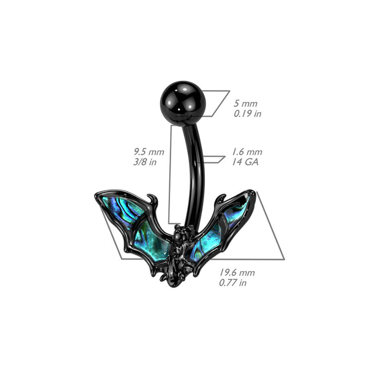 Belly Bar Bat with Abalone Shell Wings