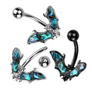 Belly Bar Bat with Abalone Shell Wings