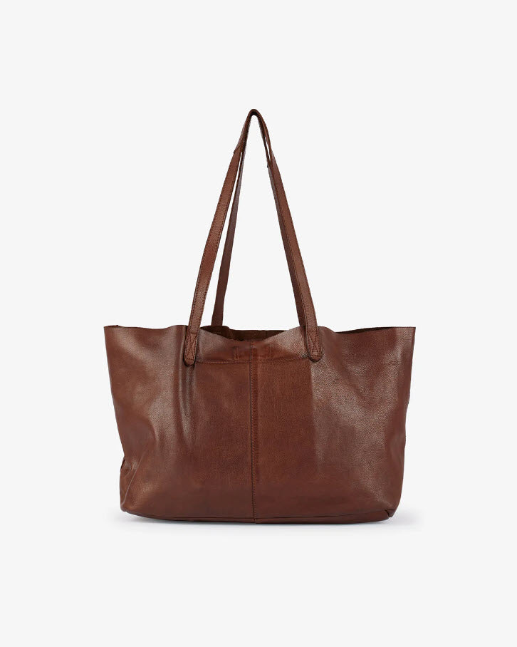 Beholder Akasha Dark Cognac Leather Tote Bag