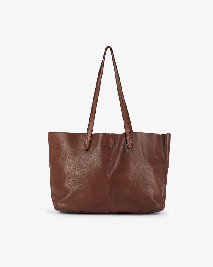 Beholder Akasha Dark Cognac Leather Tote Bag