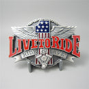 Belt Buckle - Vintage Silver Plated Live To Ride  Belt Buckle