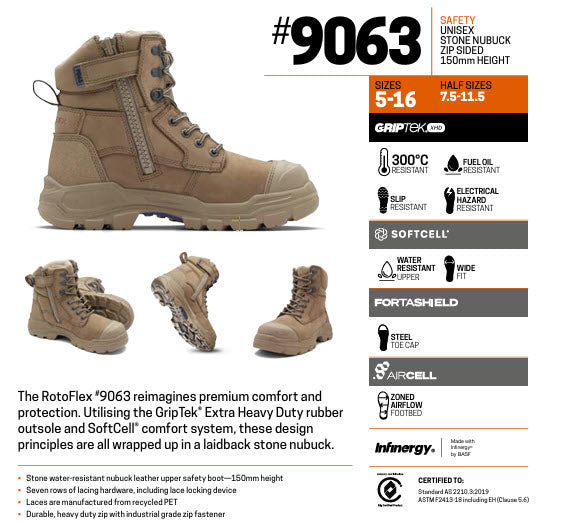 Blundstone 9063 Unisex RotoFlex Safety Boots - Stone Nubuck