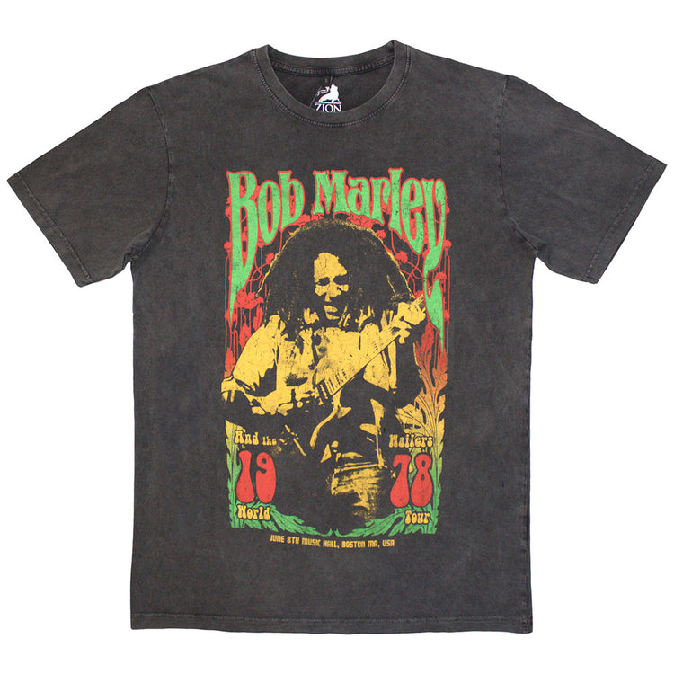 Bob Marley 1978 Unisex T-Shirt Stone Wash Charcoal Grey