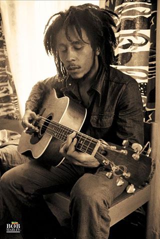 Bob Marley Sepia Guitar Poster
