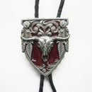 Bolo Tie - Vintage Red Enamel Long Horn Bull Western Bolo Tie