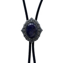 Bolo Tie - Vintage Silver Nature Amethyst Stone Magic Mirror Bolo Tie