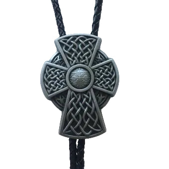 Bolo Tie Antique Silver Celtic Cross