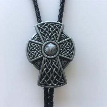 Bolo Tie Antique Silver Celtic Cross