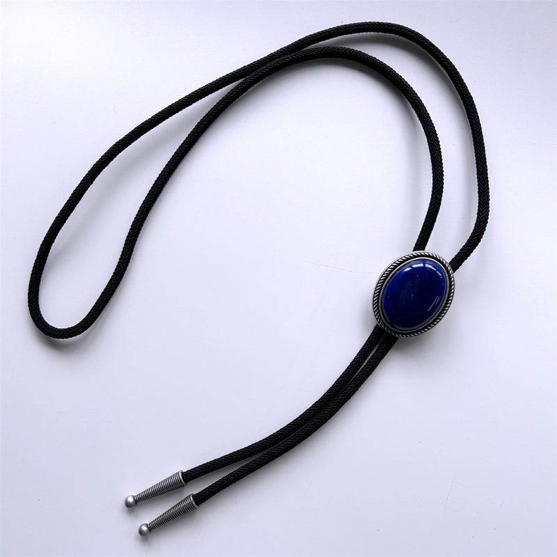 Bolo Tie Vintage Silver Nature Lapis lazuli Stone Oval