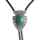 Bolo Tie Vintage Silver Plated Arrow Nature Malachite Stone
