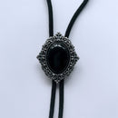 Bolo Vintage Silver Nature Black Obsidian Stone