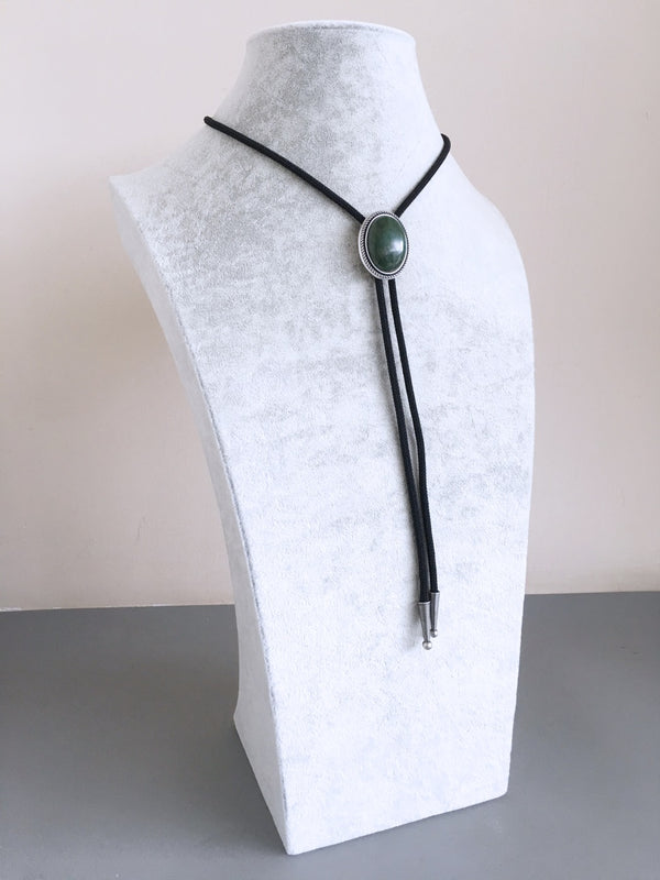 Bolo Tie - Handcraft Nature Green Stone Oval Bolo Tie Wedding-