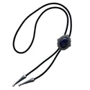 Bolo Tie - Vintage Silver Nature Amethyst Stone Magic Mirror Bolo Tie-