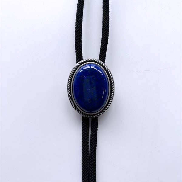Bolo Tie Vintage Silver Nature Lapis lazuli Stone Oval