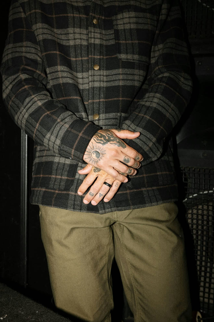 Brixton Bowery Flannel Black Charcoal