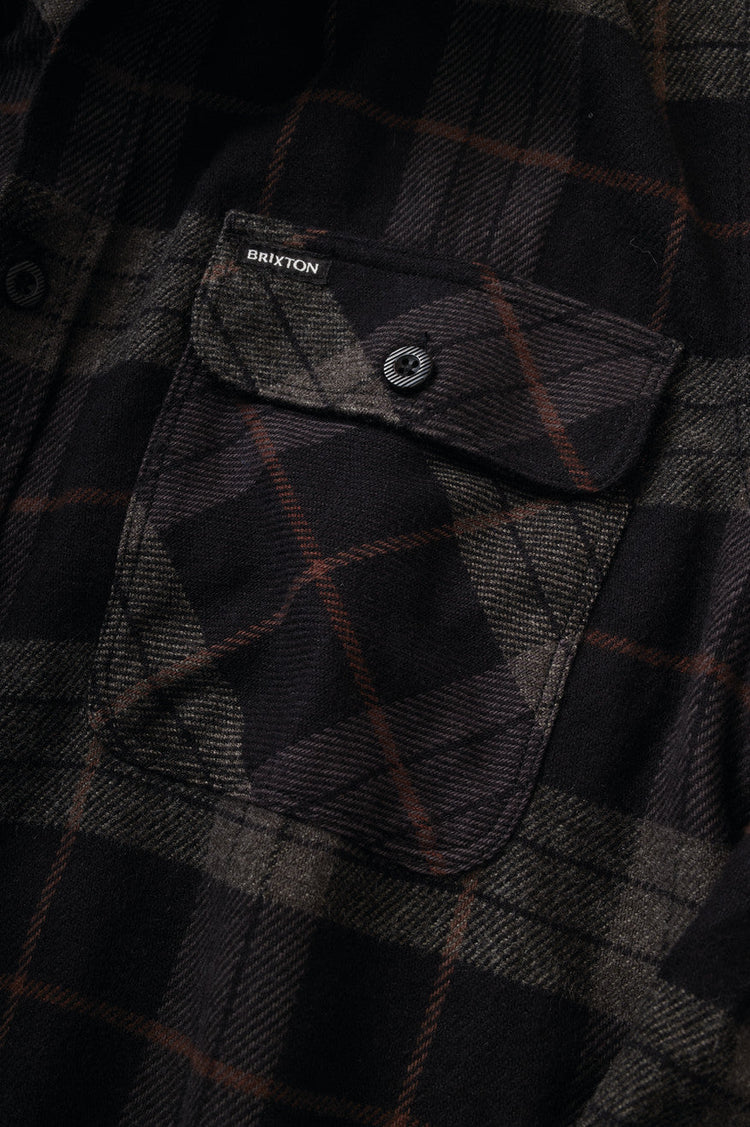 Brixton Bowery Flannel Black Charcoal