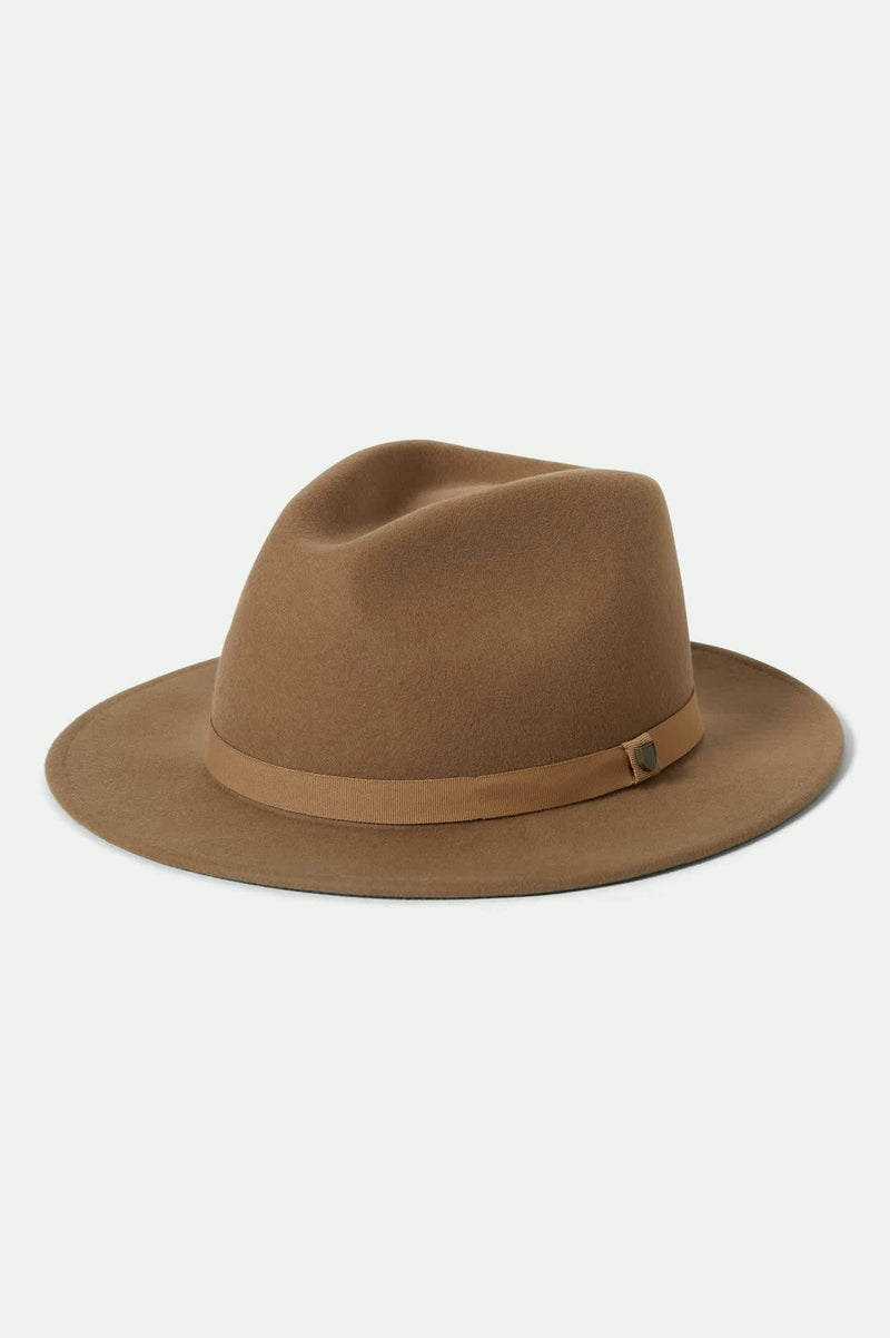 Fedora hat with a belt on a white background