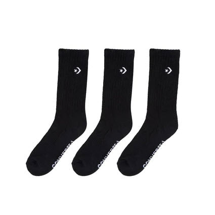 Converse Chevron Crew Socks Black Pack of 3 Pairs