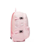 Pink backpack on a white background