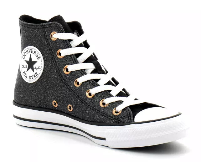Converse Hi Black Glitter White Copper A04182C