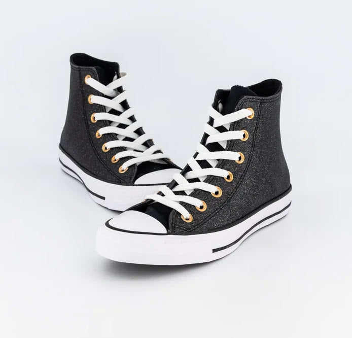 Converse Hi Black Glitter White Copper A04182C